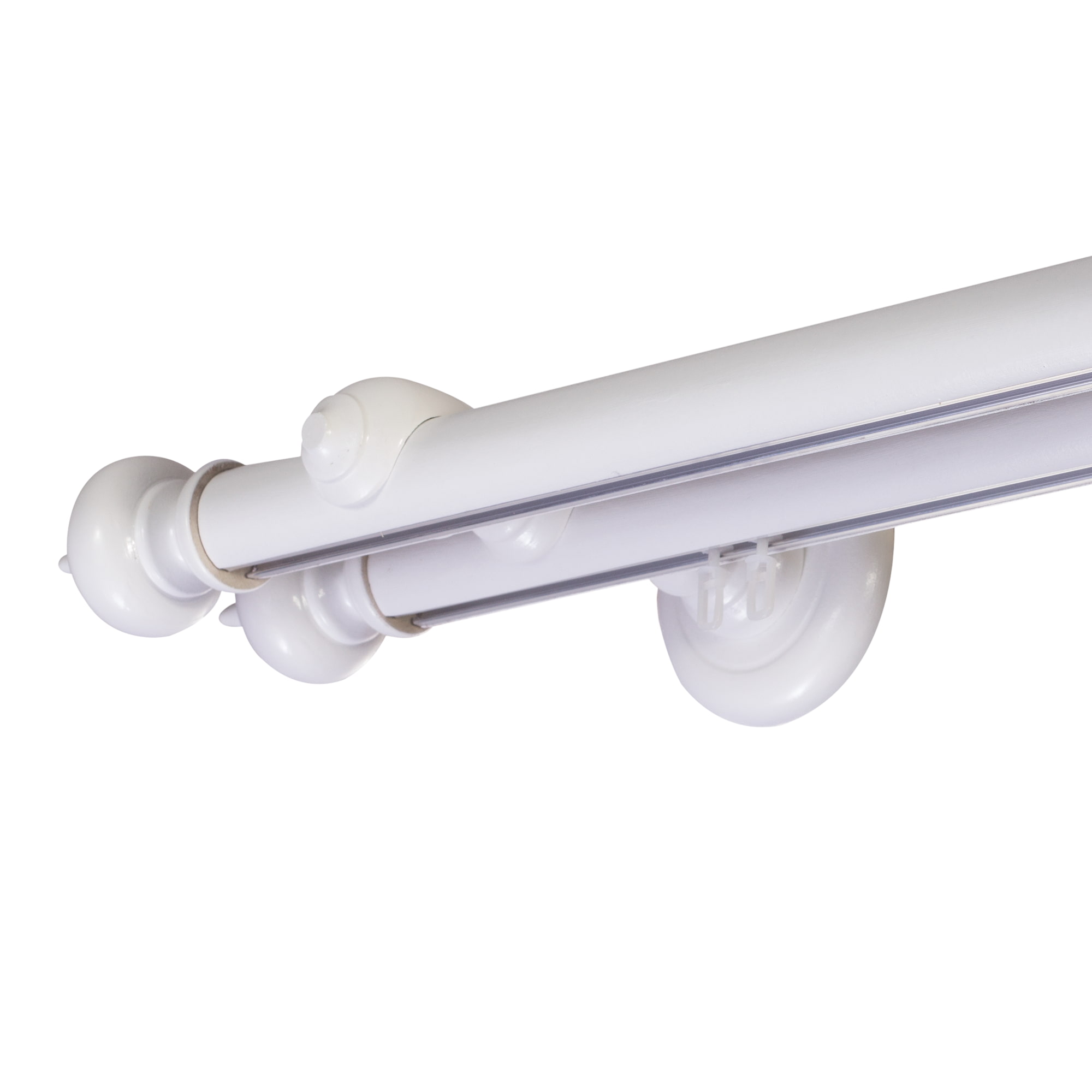 Galerie lemn perdea  Globo Double 35mm cu aluminiu Alb